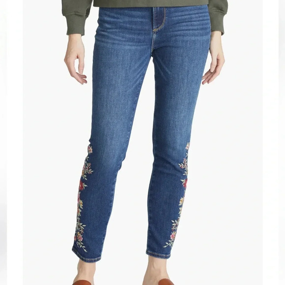 Driftwood Jackie Floral Embroidered High Waist Skinny Jeans 27x28 - Picture 1 of 4